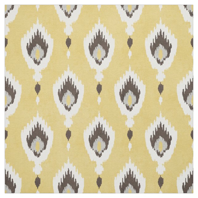 Boho chic yellow ikat tribal pattern monogram fabric (Swatch)