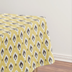 Boho chic yellow ikat tribal pattern monogram tablecloth