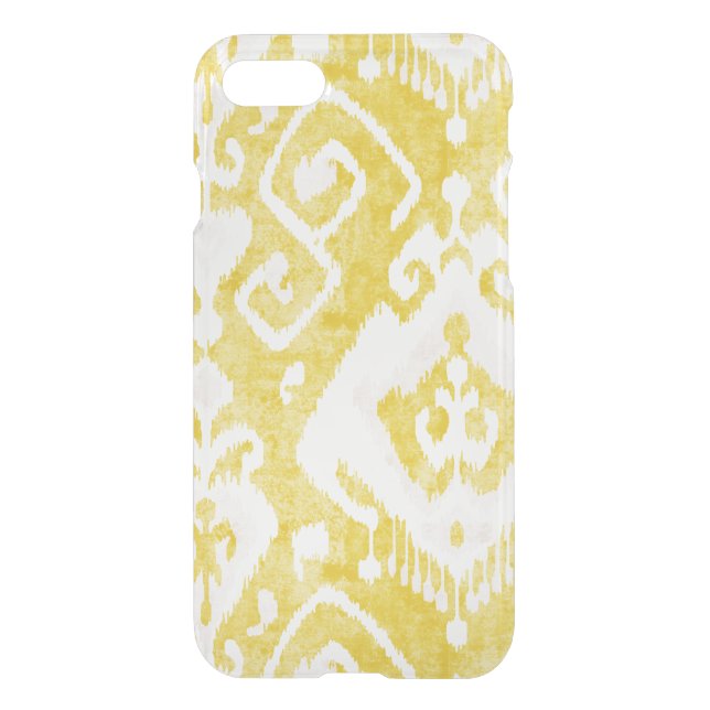 Boho chic yellow ikat tribal pattern uncommon iPhone case (Back)