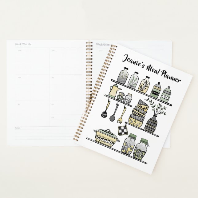 Boho-chic Yellow Kitchen Decor Healthy Meal Planner (Display)
