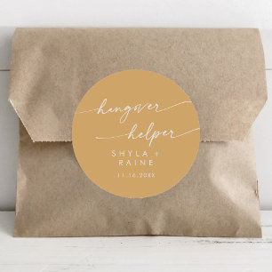 Boho Chic Yellow Marigold Hangover Helper Favor Classic Round Sticker