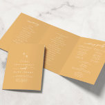 Boho Chic Yellow Marigold Monogram Wedding Tri-Fold Program<br><div class="desc">This boho chic yellow marigold monogram wedding tri-fold program is perfect for a minimalist wedding. The colorful bold and bright yellow modern bohemian design features simple rustic calligraphy with a unique yet classic style. Personalize your wedding program with your initials, names, wedding date and location, your favorite quote or lyric,...</div>