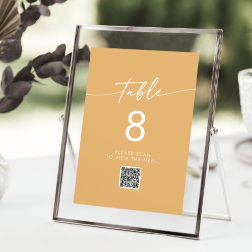 Boho Chic Yellow Marigold QR Code Table Numbers