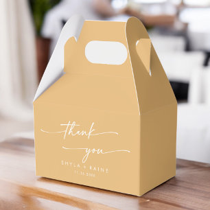 Boho Chic Yellow Marigold Thank You Wedding Favor Boxes