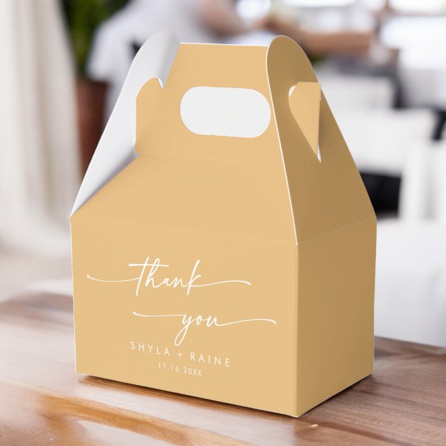 Boho Chic Yellow Marigold Thank You Wedding Favor Boxes (Creator Uploaded)