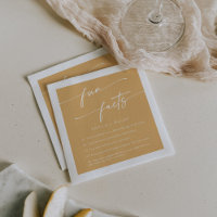 Boho Chic Yellow Marigold Wedding Fun Fact Napkins
