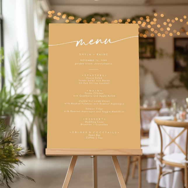 Boho Chic Yellow Marigold Wedding Menu Foam Board (Creator Uploaded)