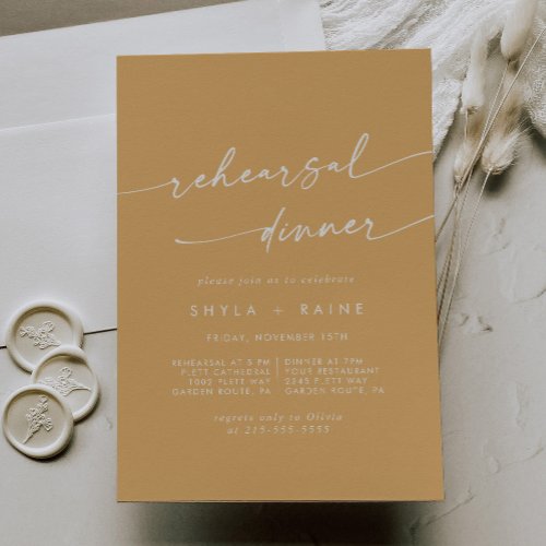 Boho Chic Yellow Marigold Wedding Rehearsal Dinner Invitation