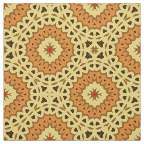 Boho Chic Yellow  Orange Mosaic Geometric Pattern Fabric