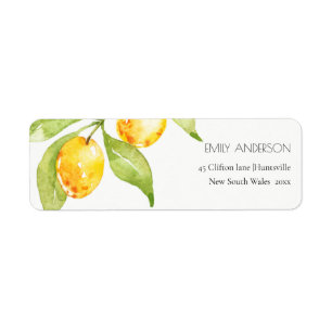 BOHO CHIC YELLOW WATERCOLOUR FOLIAGE OLIVE ADDRESS LABEL