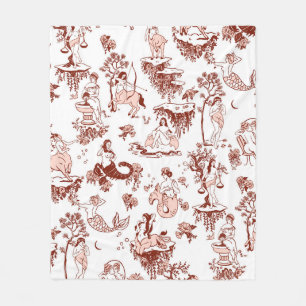 Boho Chic Zodiac Sign Toile Pattern Astrology Gift Fleece Blanket