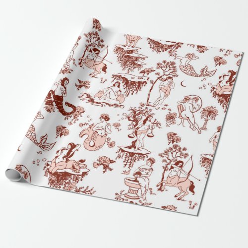 Boho Chic Zodiac Sign Toile Pattern Astrology Gift Wrapping Paper