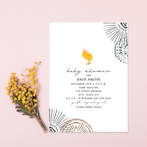 Boho Chick Pink Baby Shower Invitation