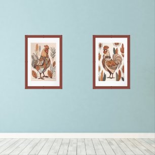 Boho chicken Leaf Botanical art style Modern Wall Art Sets