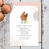 Boho Chicken Mama Girl Baby Shower Invitation