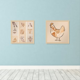 Boho chicken Symbol Leaf Botanical style Modern Wall Art Sets