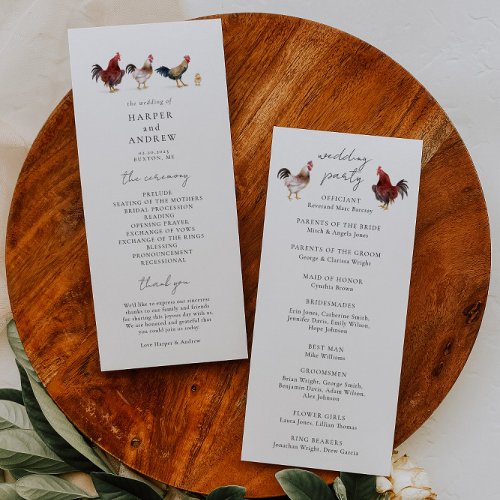 Boho Chicken Wedding Ceremony Program