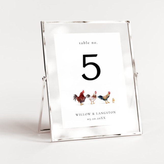 Boho Chicken Wedding Table Number (Creator Uploaded)