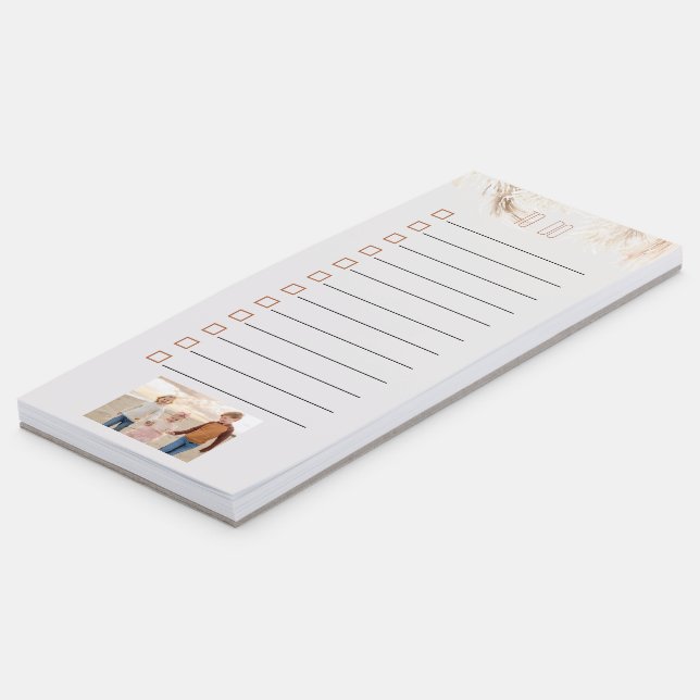 Boho Child Photo Beige To Do List Magnetic Notepad (Angled)
