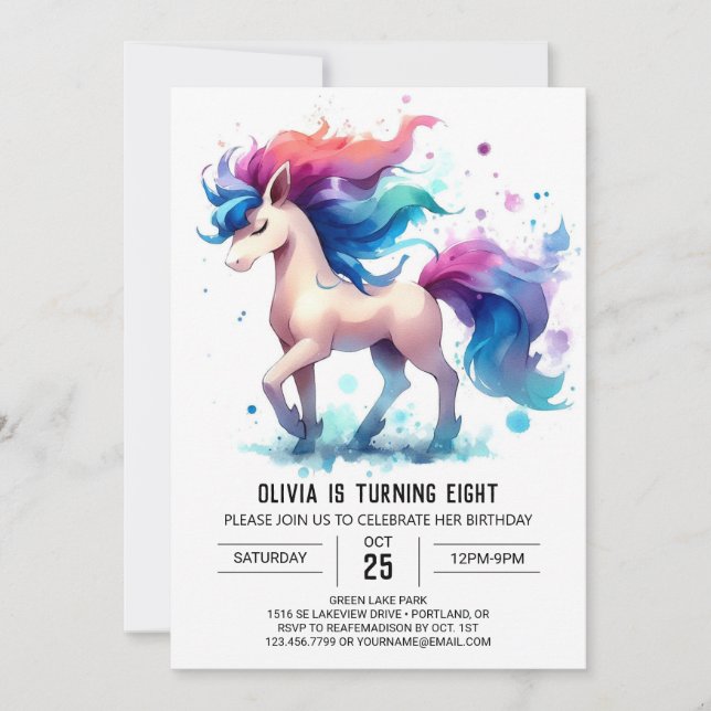 Boho Children Horse Birthday Invitation (Front)