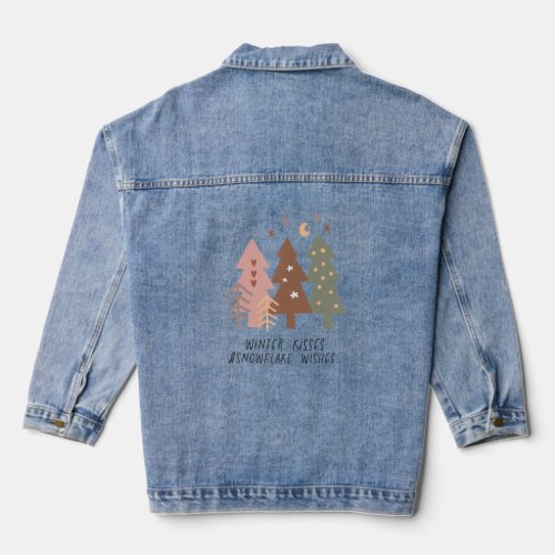 Boho Chrismas Trees Denim Jacket