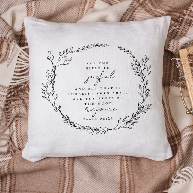 Boho Christian Bible Verse Wildflowers Throw Pillow (Creator Uploaded)