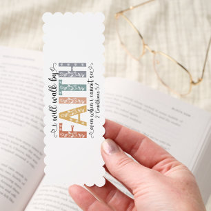 Boho Christian Walk by Faith Bible Verse Floral Bookmarks