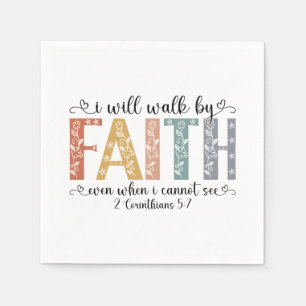 Boho Christian Walk by Faith Bible Verse Floral Napkins