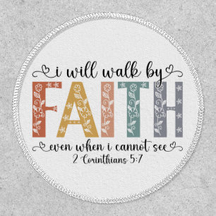 Boho Christian Walk by Faith Bible Verse Floral Patch