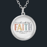 Boho Christian Walk by Faith Bible Verse Floral Silver Plated Necklace<br><div class="desc">This boho-inspired Christian collection features the beautiful Bible verse “Walk by Faith, not by sight” (2 Corinthians 5:7) presented in soft pastel colors with floral decorative elements. The design combines a modern boho aesthetic with a timeless message of faith, hope, and trust in God. Perfect for everyday items, gifts for...</div>