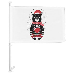 Boho Christmas Bear Family Matching Dad Car Flag