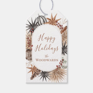 Boho Christmas Botanicals Personalized Gift Tags