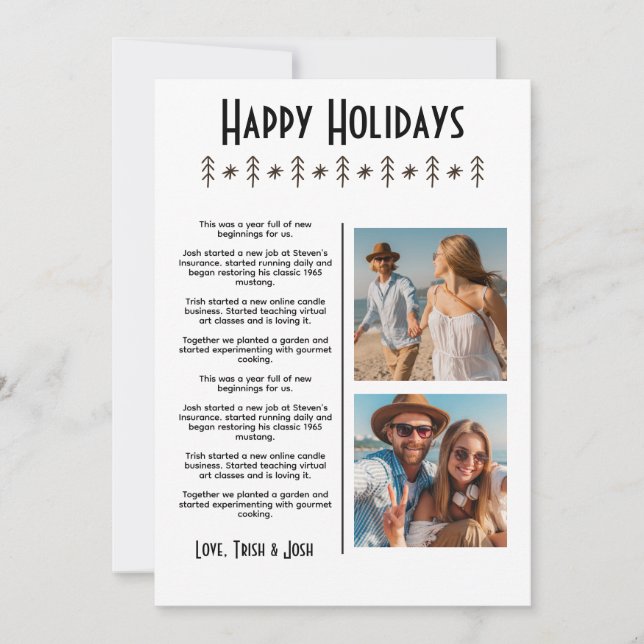 Boho Christmas Card Photo Family Update Letter  (Front)
