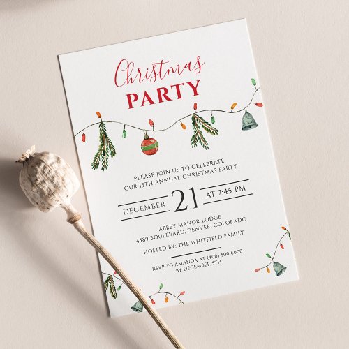 Boho Christmas Holiday Family Party Invitation