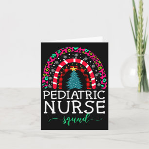 Boho Christmas Leopard Rainbow Pediatric Nurse Squ Card