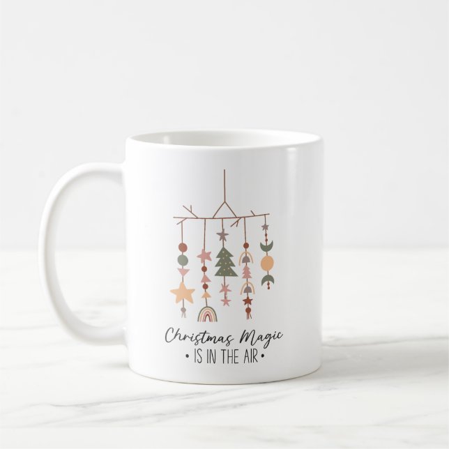 Boho Christmas Magic Festive Holiday Coffee Mug (Left)