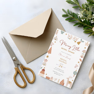 Boho Christmas Merry little bridal shower Invitation