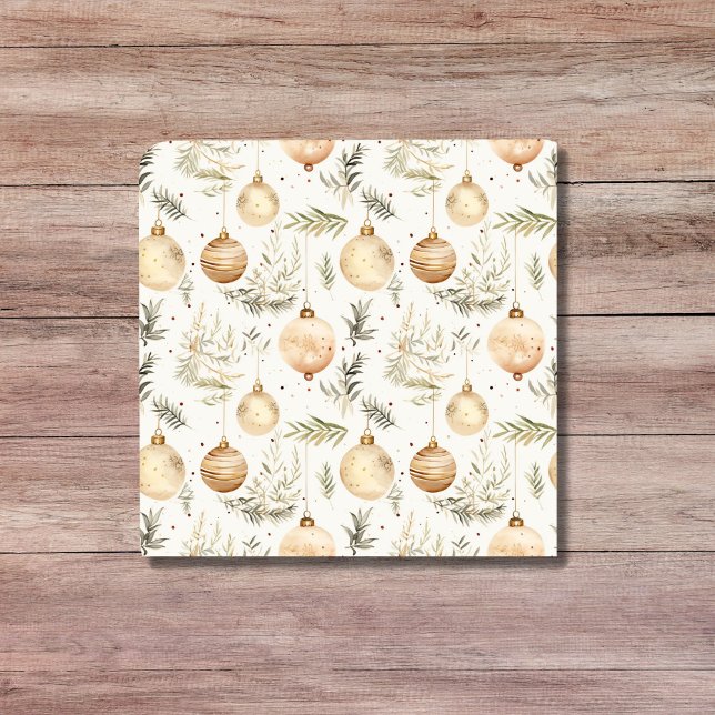 Boho Christmas Ornaments Midcentury Modern Neutral Ceramic Tile (Boho Christmas Ornaments Midcentury Modern Neutral Ceramic Tile)