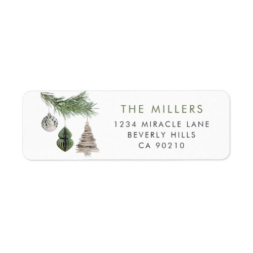 Boho Christmas Ornaments Minimalist Modern Label