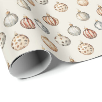 Boho Christmas Ornaments Warm Vintage Winter Wrapping Paper