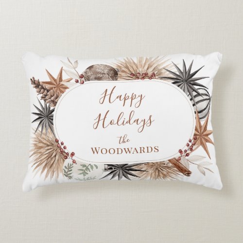 Boho Christmas Personalized Accent Pillow