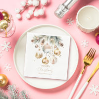 Boho Christmas pines gold baubles template