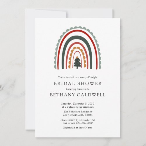 Boho Christmas Rainbow Bridal Shower Invitation