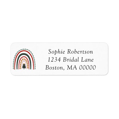 Boho Christmas Rainbow Bridal Shower Label