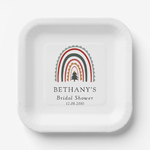 Boho Christmas Rainbow Bridal Shower Paper Plates