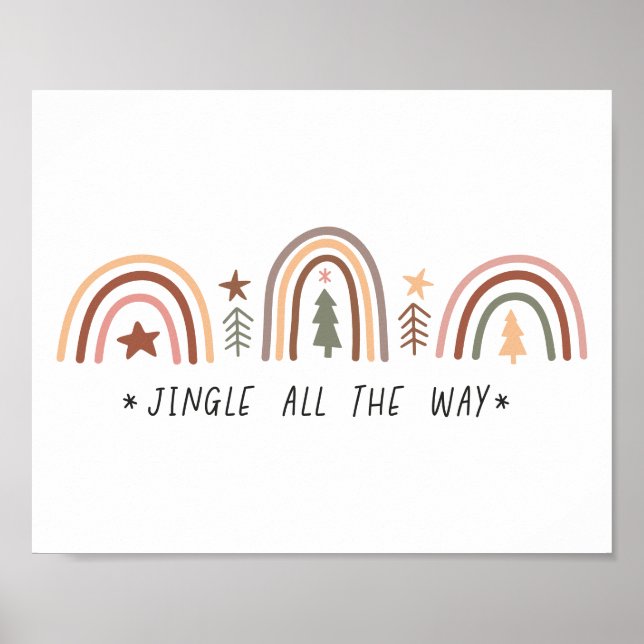 Boho Christmas Rainbow Muted tones colors Jingle Poster (Front)