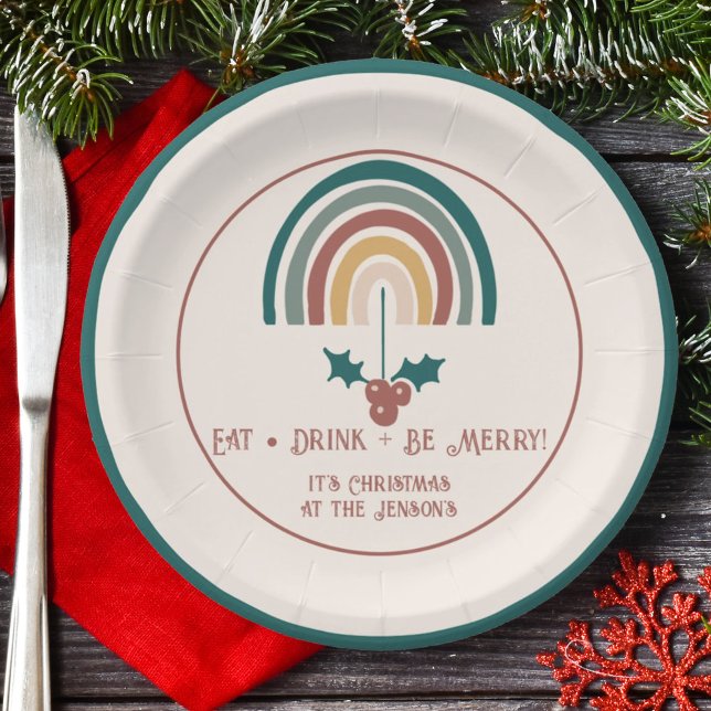 Boho Christmas Rainbow Paper Plates (Creator Uploaded)
