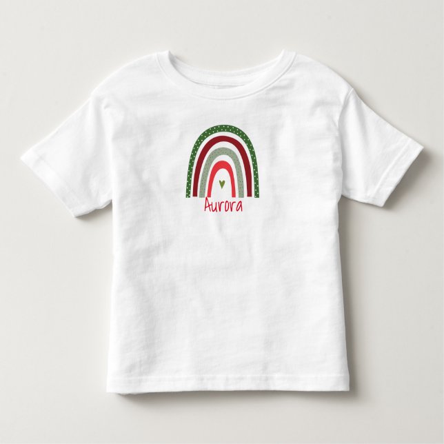 Boho Christmas Rainbow Personalized Toddler T-shirt (Front)