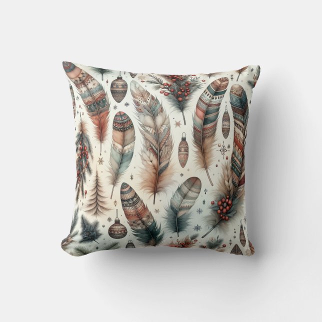 Boho Christmas  Throw Pillow (Front)