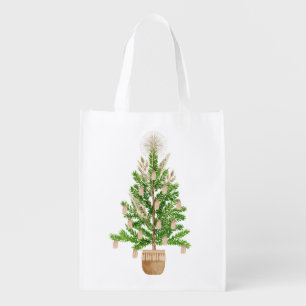 Boho Christmas Tree  Grocery Bag
